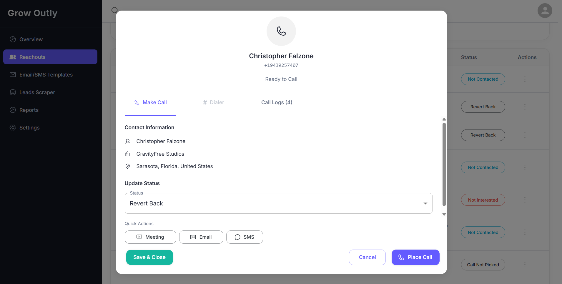 GrowOutly VoIP Dashboard
